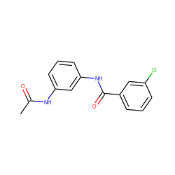 CC(=O)Nc1cccc(NC(=O)c2cccc(Cl)c2)c1 ZINC000000029723