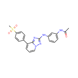 CC(=O)Nc1cccc(Nc2nc3c(-c4ccc(S(C)(=O)=O)cc4)cccn3n2)c1 ZINC000096169772