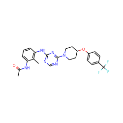 CC(=O)Nc1cccc(Nc2ncnc(N3CCC(Oc4ccc(C(F)(F)F)cc4)CC3)n2)c1C ZINC000072110943