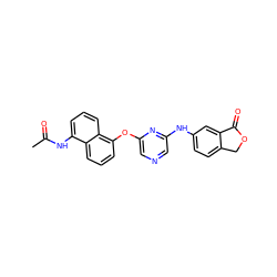 CC(=O)Nc1cccc2c(Oc3cncc(Nc4ccc5c(c4)C(=O)OC5)n3)cccc12 ZINC000040977321