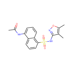 CC(=O)Nc1cccc2c(S(=O)(=O)Nc3noc(C)c3C)cccc12 ZINC000013602357