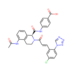 CC(=O)Nc1cccc2c1CCN(C(=O)/C=C/c1cc(Cl)ccc1-n1cnnn1)[C@@H]2C(=O)Nc1ccc(C(=O)O)cc1 ZINC000226038072