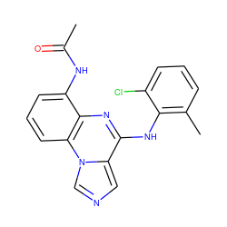 CC(=O)Nc1cccc2c1nc(Nc1c(C)cccc1Cl)c1cncn12 ZINC000026574067