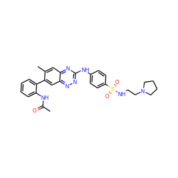 CC(=O)Nc1ccccc1-c1cc2nnc(Nc3ccc(S(=O)(=O)NCCN4CCCC4)cc3)nc2cc1C ZINC000144309211