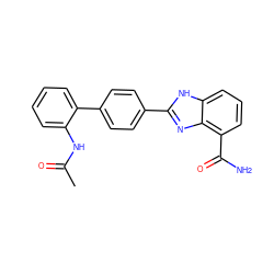 CC(=O)Nc1ccccc1-c1ccc(-c2nc3c(C(N)=O)cccc3[nH]2)cc1 ZINC000474609757