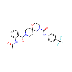 CC(=O)Nc1ccccc1C(=O)N1CCC2(CC1)CN(C(=O)Nc1ccc(C(F)(F)F)cc1)CCO2 ZINC000103233566