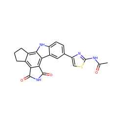 CC(=O)Nc1nc(-c2ccc3[nH]c4c5c(c6c(c4c3c2)C(=O)NC6=O)CCC5)cs1 ZINC000028897224