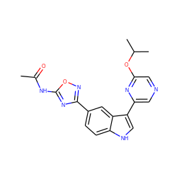 CC(=O)Nc1nc(-c2ccc3[nH]cc(-c4cncc(OC(C)C)n4)c3c2)no1 ZINC000204761594