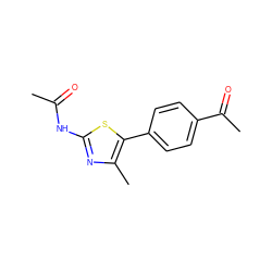 CC(=O)Nc1nc(C)c(-c2ccc(C(C)=O)cc2)s1 ZINC000084689702