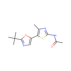 CC(=O)Nc1nc(C)c(-c2cnc(C(C)(C)C)o2)s1 ZINC000095562221