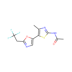 CC(=O)Nc1nc(C)c(-c2cnc(CC(F)(F)F)o2)s1 ZINC000095564010