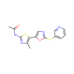 CC(=O)Nc1nc(C)c(-c2cnc(Sc3cccnc3)o2)s1 ZINC000095558875