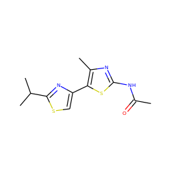 CC(=O)Nc1nc(C)c(-c2csc(C(C)C)n2)s1 ZINC000218120153