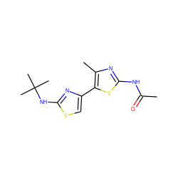 CC(=O)Nc1nc(C)c(-c2csc(NC(C)(C)C)n2)s1 ZINC000138076058