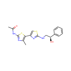 CC(=O)Nc1nc(C)c(-c2csc(NC[C@H](O)c3ccccc3)n2)s1 ZINC000135654701