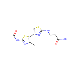 CC(=O)Nc1nc(C)c(-c2csc(NCCC(N)=O)n2)s1 ZINC000146145262