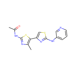 CC(=O)Nc1nc(C)c(-c2csc(Nc3cccnc3)n2)s1 ZINC000038342690