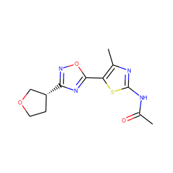 CC(=O)Nc1nc(C)c(-c2nc([C@@H]3CCOC3)no2)s1 ZINC000103253764