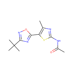 CC(=O)Nc1nc(C)c(-c2nc(C(C)(C)C)no2)s1 ZINC000068267305