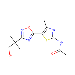 CC(=O)Nc1nc(C)c(-c2nc(C(C)(C)CO)no2)s1 ZINC000103255023