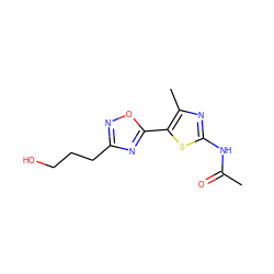 CC(=O)Nc1nc(C)c(-c2nc(CCCO)no2)s1 ZINC000103255028