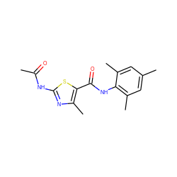 CC(=O)Nc1nc(C)c(C(=O)Nc2c(C)cc(C)cc2C)s1 ZINC000014952040