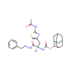 CC(=O)Nc1nc(C[C@@](C)(NC(=O)OC2C3CC4CC(C3)CC2C4)C(=O)NCCc2ccccc2)cs1 ZINC000026155038