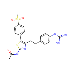 CC(=O)Nc1nc(CCc2ccc(NC(=N)N)cc2)c(-c2ccc(S(C)(=O)=O)cc2)s1 ZINC000096258721