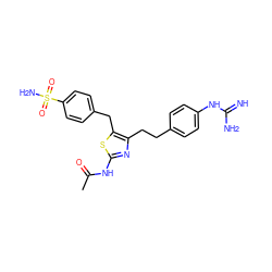 CC(=O)Nc1nc(CCc2ccc(NC(=N)N)cc2)c(Cc2ccc(S(N)(=O)=O)cc2)s1 ZINC000043103885