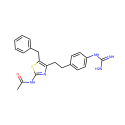 CC(=O)Nc1nc(CCc2ccc(NC(=N)N)cc2)c(Cc2ccccc2)s1 ZINC000096258718