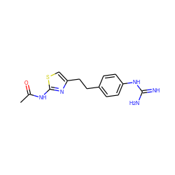 CC(=O)Nc1nc(CCc2ccc(NC(=N)N)cc2)cs1 ZINC000003962672