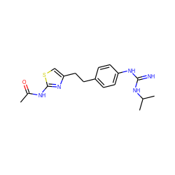 CC(=O)Nc1nc(CCc2ccc(NC(=N)NC(C)C)cc2)cs1 ZINC000095582520