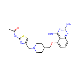 CC(=O)Nc1nc(CN2CCC(COc3cccc4nc(N)nc(N)c34)CC2)cs1 ZINC000062260400