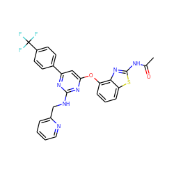 CC(=O)Nc1nc2c(Oc3cc(-c4ccc(C(F)(F)F)cc4)nc(NCc4ccccn4)n3)cccc2s1 ZINC000028961231