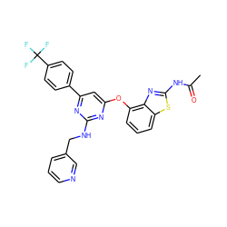 CC(=O)Nc1nc2c(Oc3cc(-c4ccc(C(F)(F)F)cc4)nc(NCc4cccnc4)n3)cccc2s1 ZINC000028961235