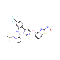 CC(=O)Nc1nc2c(Oc3cc(-c4ccc(C(F)(F)F)cc4N(C)C[C@@H]4CCCN4CC(C)C)ncn3)cccc2s1 ZINC000044305714