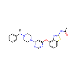 CC(=O)Nc1nc2c(Oc3cc(N4CCN([C@H](C)c5ccccc5)CC4)ncn3)cccc2s1 ZINC000028701996