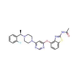 CC(=O)Nc1nc2c(Oc3cc(N4CCN([C@H](C)c5ccccc5F)CC4)ncn3)cccc2s1 ZINC000028702005