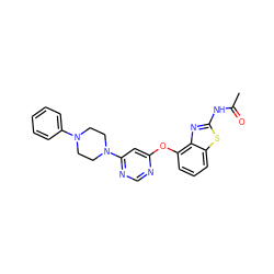 CC(=O)Nc1nc2c(Oc3cc(N4CCN(c5ccccc5)CC4)ncn3)cccc2s1 ZINC000014974171