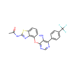 CC(=O)Nc1nc2c(Oc3ncnc(-c4ccc(C(F)(F)F)cc4)c3N)cccc2s1 ZINC000028961083