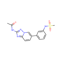 CC(=O)Nc1nc2ccc(-c3cccc(NS(C)(=O)=O)c3)cn2n1 ZINC000084711834