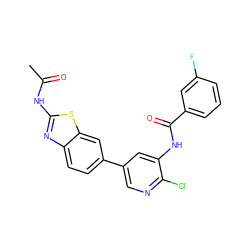 CC(=O)Nc1nc2ccc(-c3cnc(Cl)c(NC(=O)c4cccc(F)c4)c3)cc2s1 ZINC000474606028