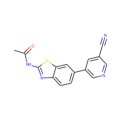 CC(=O)Nc1nc2ccc(-c3cncc(C#N)c3)cc2s1 ZINC000299819606