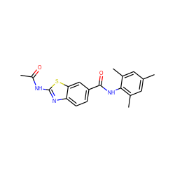 CC(=O)Nc1nc2ccc(C(=O)Nc3c(C)cc(C)cc3C)cc2s1 ZINC000013533889