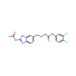 CC(=O)Nc1nc2ccc(CCNC(=O)Nc3ccc(Cl)c(Cl)c3)cc2[nH]1 ZINC000071316384