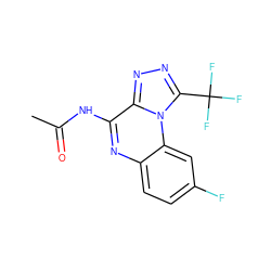 CC(=O)Nc1nc2ccc(F)cc2n2c(C(F)(F)F)nnc12 ZINC000026296927