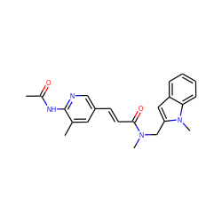 CC(=O)Nc1ncc(/C=C/C(=O)N(C)Cc2cc3ccccc3n2C)cc1C ZINC000013517949