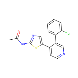 CC(=O)Nc1ncc(-c2ccncc2-c2ccccc2Cl)s1 ZINC000473114325