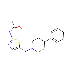 CC(=O)Nc1ncc(CN2CCC(c3ccccc3)CC2)s1 ZINC000000269683