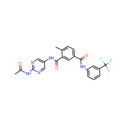 CC(=O)Nc1ncc(NC(=O)c2cc(C(=O)Nc3cccc(C(F)(F)F)c3)ccc2C)cn1 ZINC000045496923